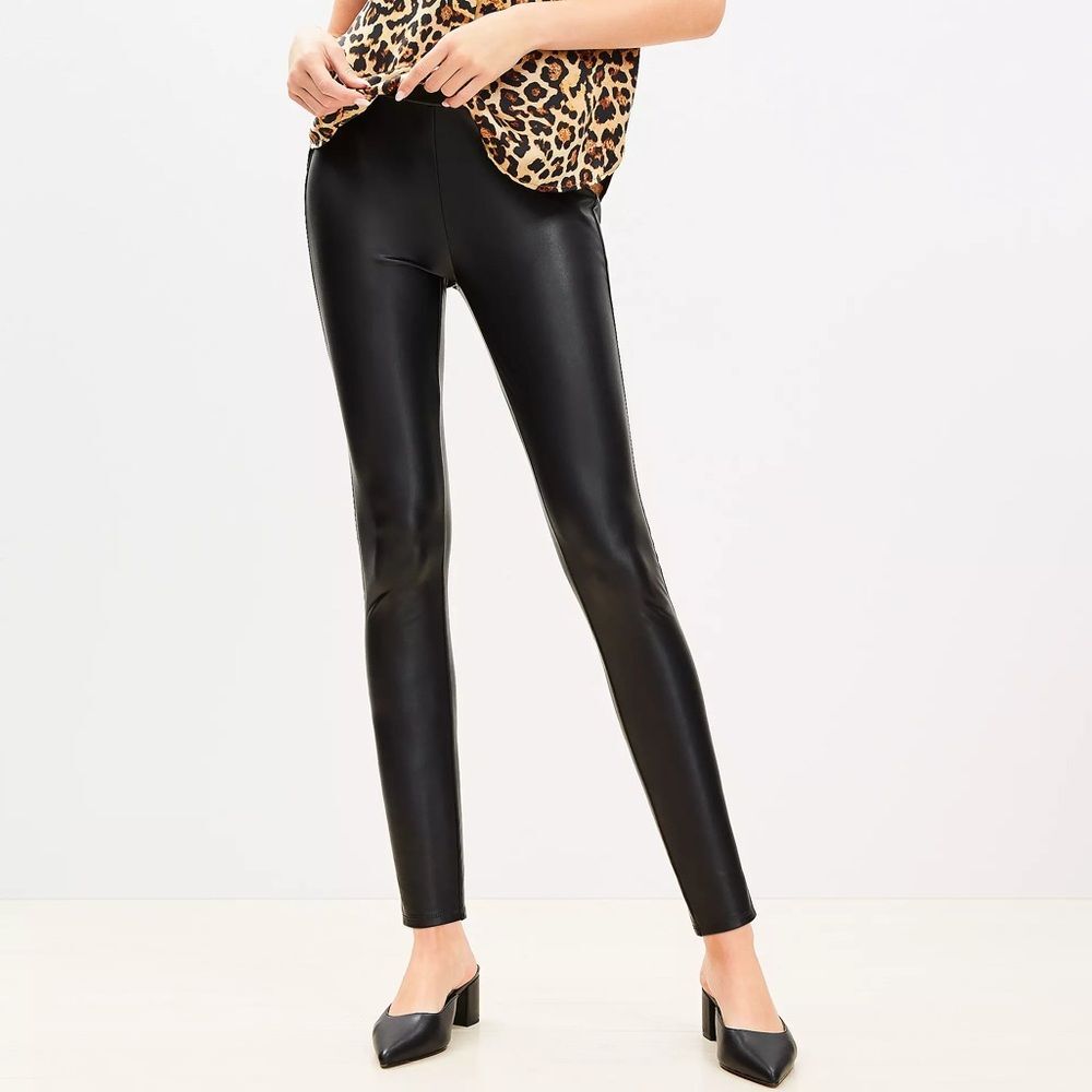 Faux Leather Black Pants Leggings The Loft Ann Taylor Small